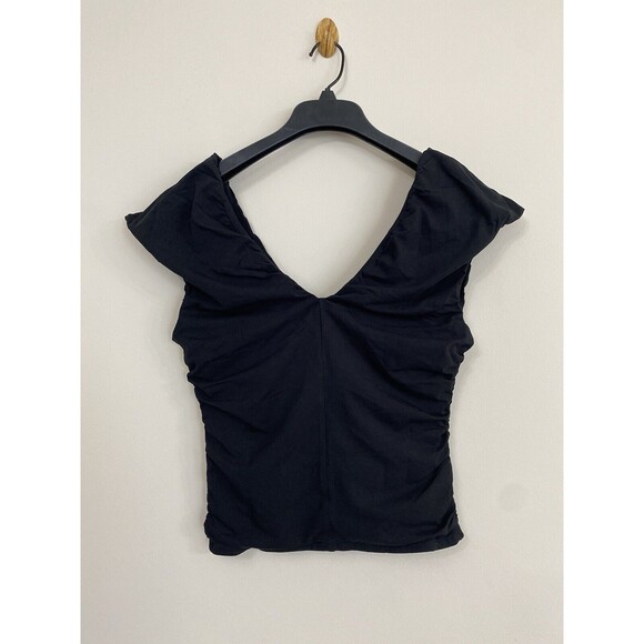 J. Crew J.Crew Ruched V Neck Top Shirt Stretch Cotton Blend NWT Size S Small - Picture 5 of 8